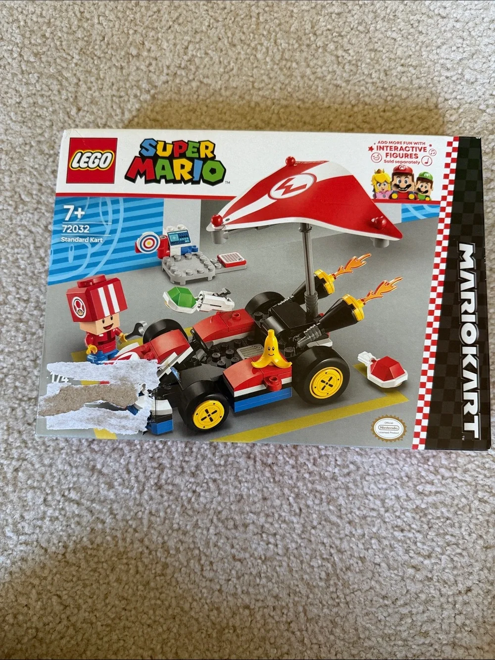 Lego Super Mario Red and Black Kart with Yellow Wheels - 174 pieces